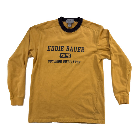 Eddie Bauer Shirt Mens SM Mustang/Navy Long Sleeve Ringer EB20 Outdoor Outfitter - Picture 1 of 6